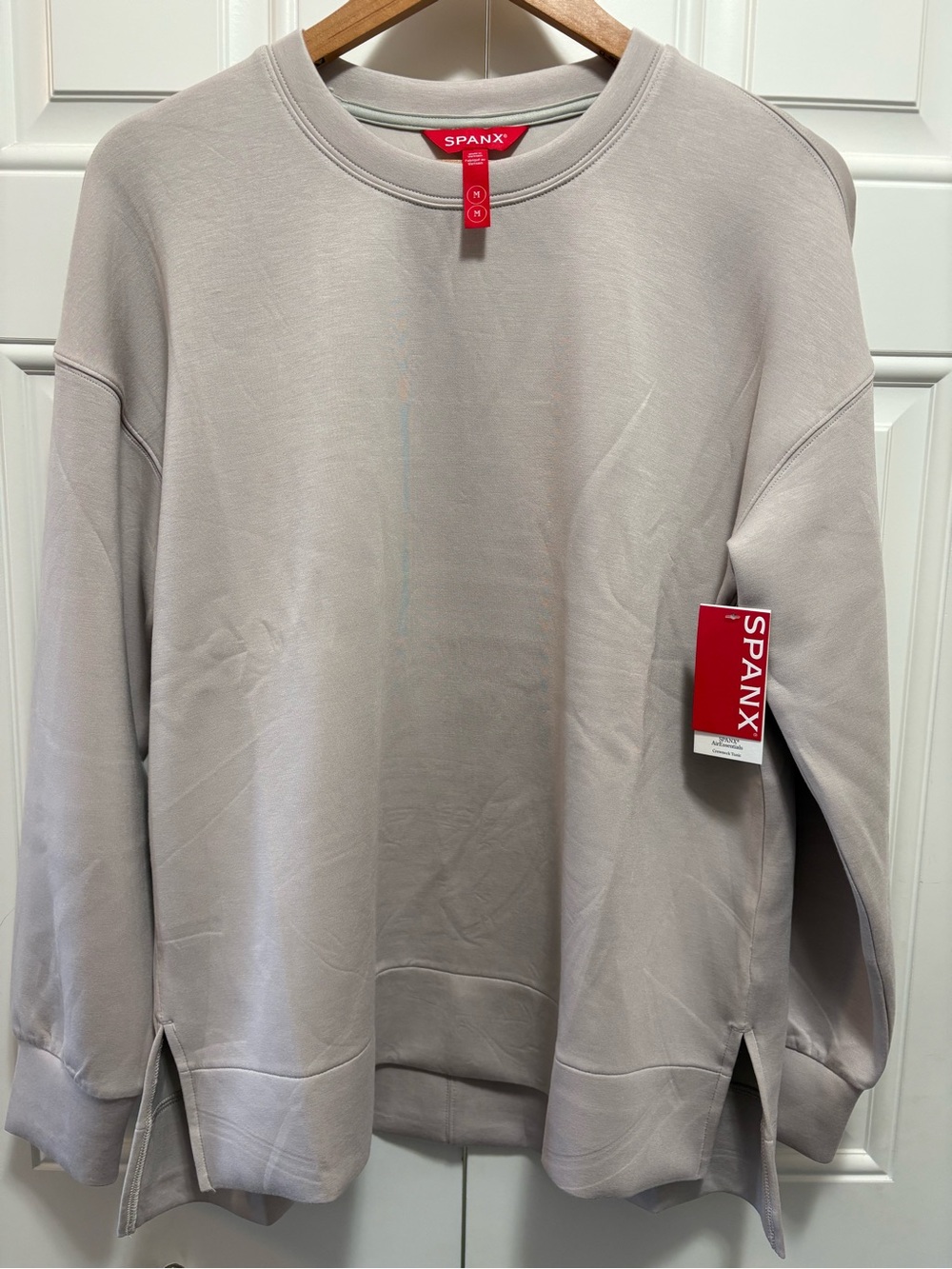 SPANX women’s AirEssentials Crewneck Sweatshirt in French Grey - size M